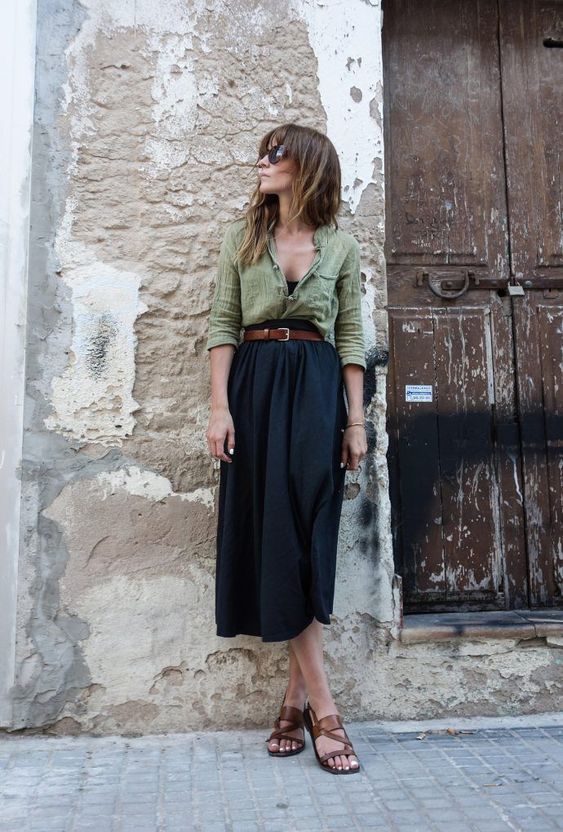 Midi Skirt With Belt